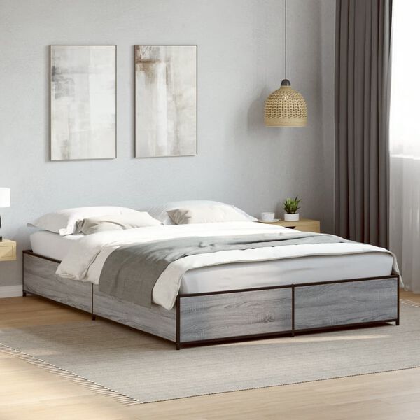 vidaXL Cadre de lit sans matelas sonoma gris 120x200 cm