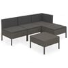 vidaXL Salon de jardin 5 pcs avec coussins résine tressée gris