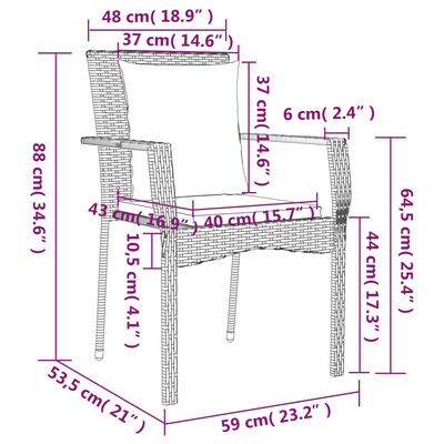 vidaXL Ensemble à manger de jardin coussins 5pcs Noir Résine tressée