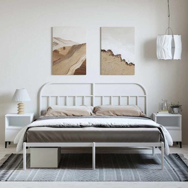 vidaXL Cadre de lit métal sans matelas et tête de lit blanc 183x213 cm