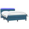 vidaXL Sommier &agrave; lattes de lit et matelas et LED bleu fonc&eacute; 140x210cm velours