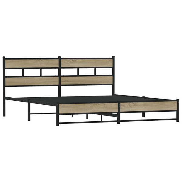 vidaXL Cadre de lit en m&eacute;tal sans matelas ch&ecirc;ne sonoma 200x200 cm