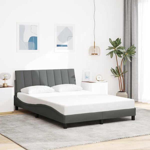 vidaXL Cadre de lit sans matelas Hanko gris fonc&eacute; 120x200 cm tissu