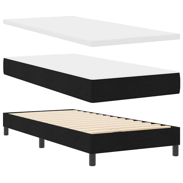 vidaXL Lit &agrave; ressorts avec matelas Noir 190 x 90 cm Polyester