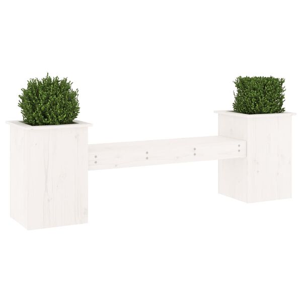 vidaXL Banc avec jardini&egrave;res blanc 184,5x39,5x56,5 cm bois massif pin