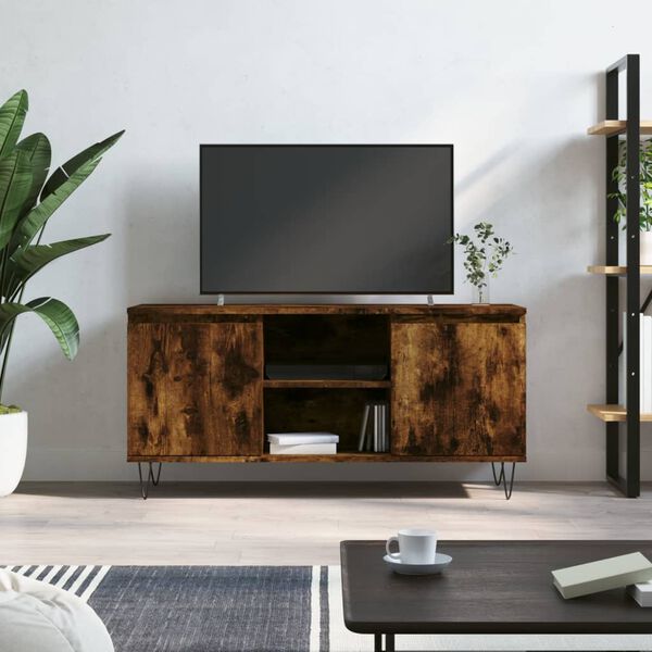 vidaXL Meuble TV ch&ecirc;ne fum&eacute; 104x35x50 cm bois d'ing&eacute;nierie