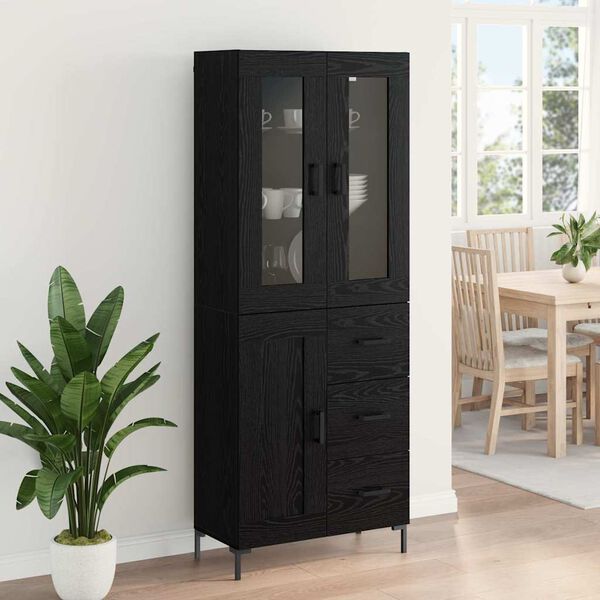 vidaXL Haut Armoire avec tiroir 2 pcs Ch&ecirc;ne noir Bois d'ing&eacute;nierie
