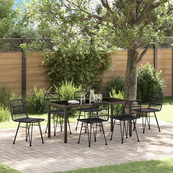 vidaXL Ensemble de salle &agrave; manger pour jardin 7 pcs Noir