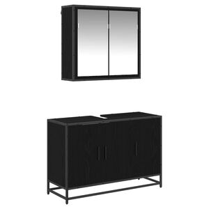 vidaXL Ensemble de mobilier de salle de bain 2 pc Ch&ecirc;ne noir
