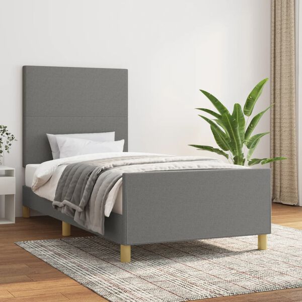 vidaXL Cadre de lit sans matelas gris fonc&eacute; 90x190 cm tissu