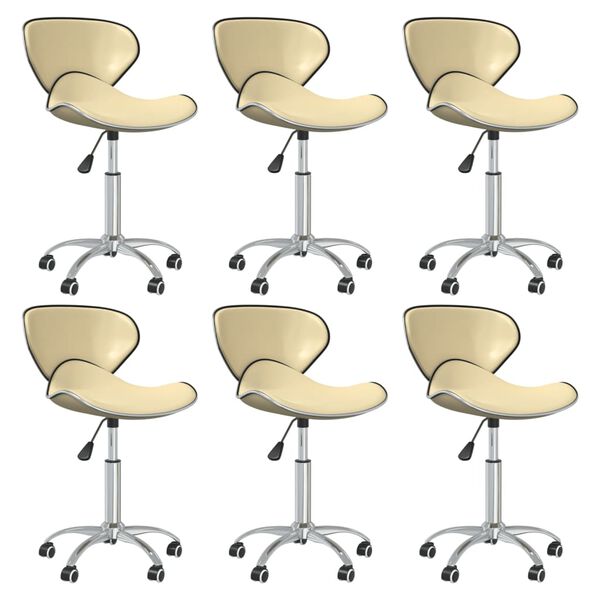 vidaXL Chaises pivotantes à manger lot de 6 crème similicuir