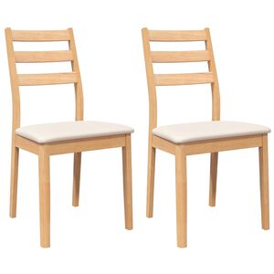 vidaXL Chaises &agrave; manger coussins 2 pcs naturel bois massif caoutchouc