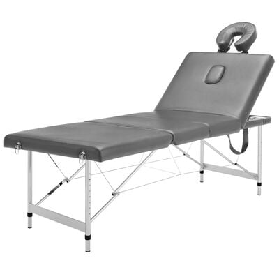 vidaXL Table de massage 4 zones Cadre en aluminium Anthracite 186x68cm