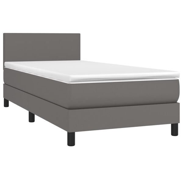 vidaXL Sommier à lattes de lit avec matelas Gris 90x190 cm Similicuir