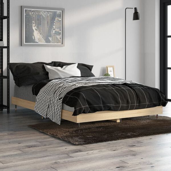 vidaXL Cadre de lit sans matelas ch&ecirc;ne sonoma 120x190 cm