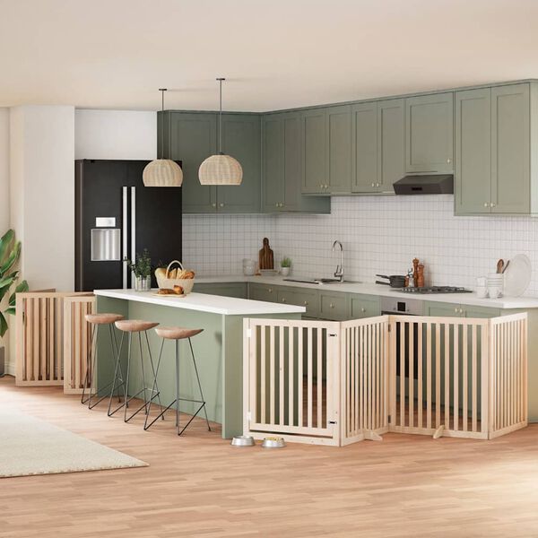 vidaXL Barri&egrave;re pour chien porte pliable 12 panneaux bois de peuplier