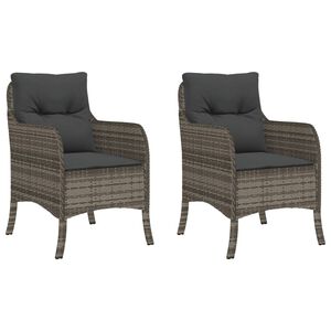 vidaXL Chaises de jardin avec coussins lot de 2 gris r&eacute;sine tress&eacute;e