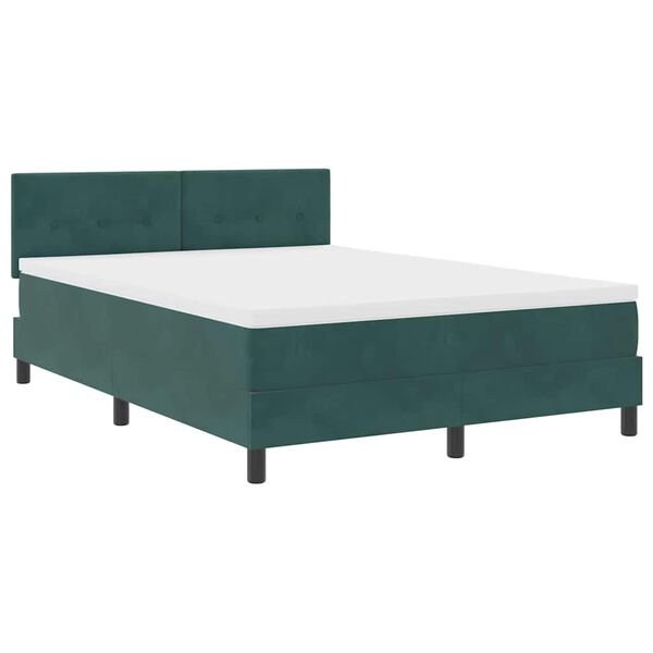 vidaXL Lit &agrave; ressorts avec matelas Vert fonc&eacute; 140 x 200 cm Velours