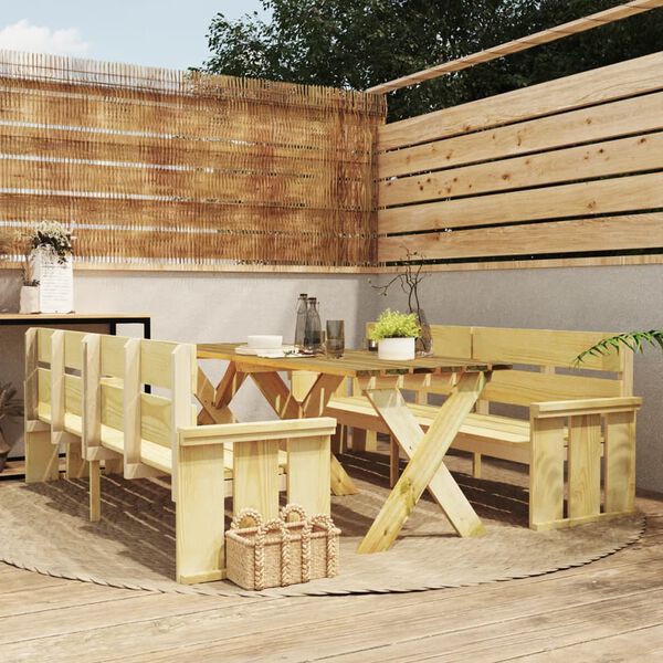 vidaXL Ensemble &agrave; manger de jardin 3 pcs Bois de pin impr&eacute;gn&eacute;