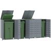 vidaXL Rangement &agrave; roulettes pour poubelles pour 4 bacs gris acier