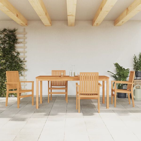 vidaXL Ensemble &agrave; manger de jardin 5pcs Bois de teck massif