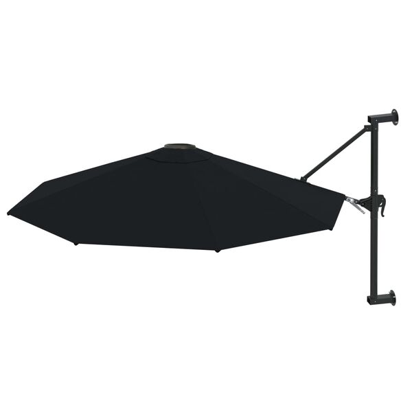 vidaXL Parasol mural avec mât en métal 300 cm Noir