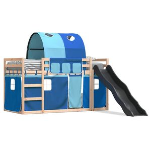 vidaXL Lit superpos&eacute; sans matelas avec toboggan et rideaux 90x190 cm