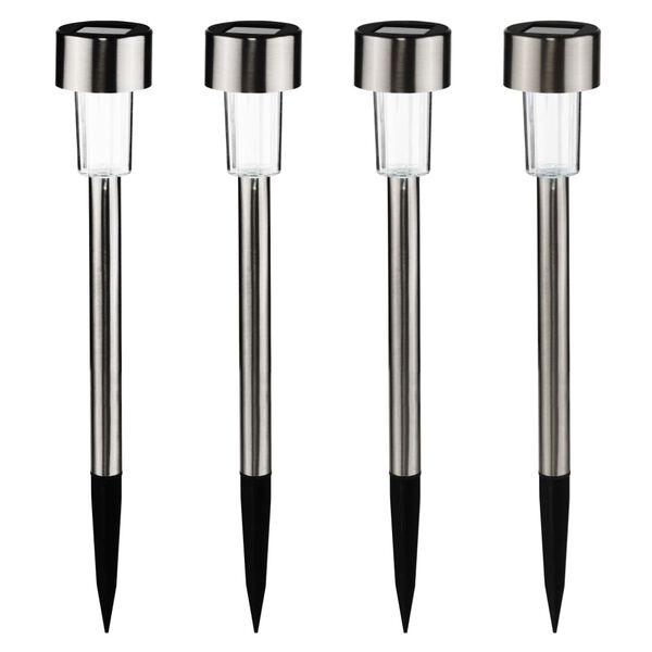 HI Lampes de jardin &agrave; LED solaires 4 pcs Acier inoxydable 36 cm