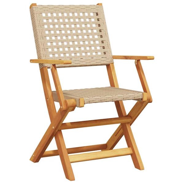 vidaXL Chaises de jardin pliantes lot de 8 beige rotin et bois massif