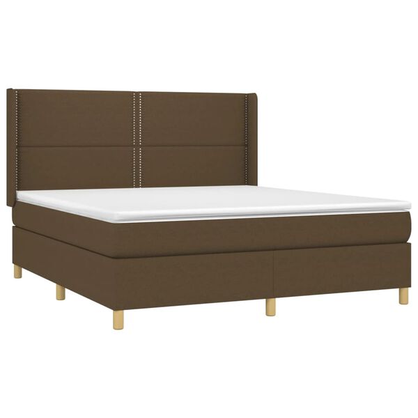 vidaXL Sommier &agrave; lattes de lit matelas et LED Marron fonc&eacute; 180x200cm