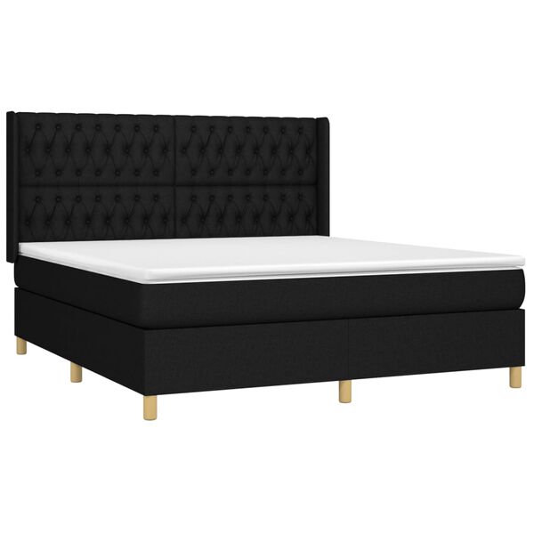 vidaXL Sommier &agrave; lattes de lit avec matelas Noir 180x200 cm Tissu