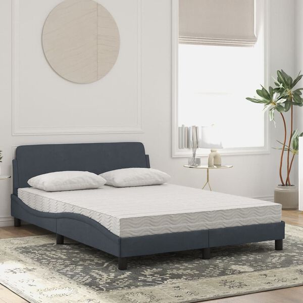 vidaXL Lit avec matelas Dover gris fonc&eacute; 140x190 cm velours