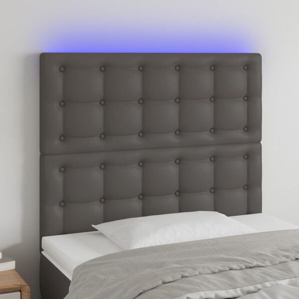 vidaXL T&ecirc;te de lit &agrave; LED Gris 100x5x118/128 cm Similicuir