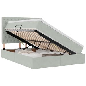 vidaXL Lit avec rangement et matelas Gris clair 140 x 190 cm Velours