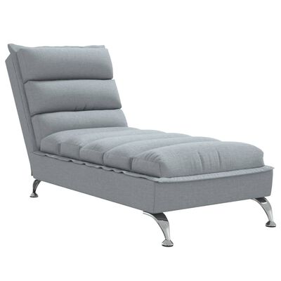 vidaXL Chaise longue avec coussins gris clair tissu