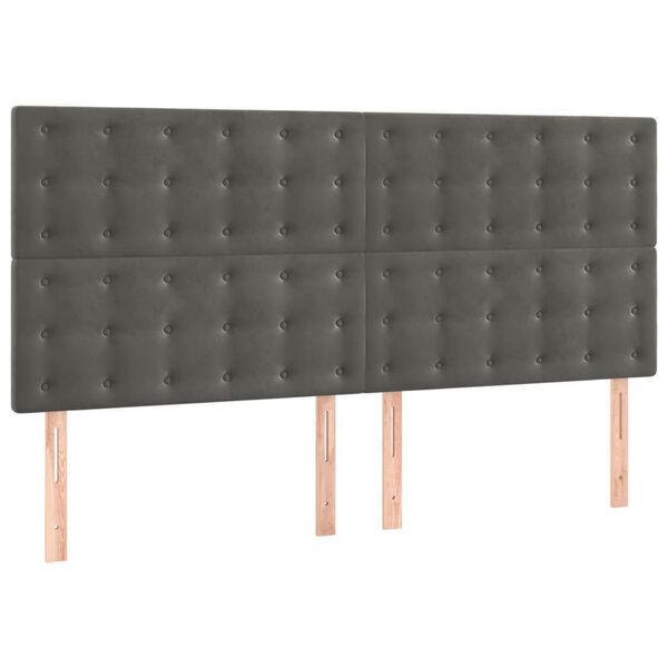 vidaXL T&ecirc;te de lit Gris fonc&eacute; 180 x 5 x 118/128 cm Velours