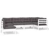 vidaXL Salon de jardin 6 pcs avec coussins blanc bois de pin