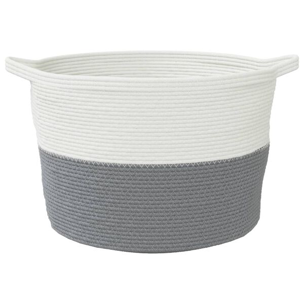 vidaXL Panier &agrave; linge gris et blanc &Oslash;60x36 cm coton