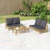 vidaXL Banc de jardin avec coussins gris fonc&eacute; bambou