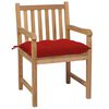 vidaXL Chaises de jardin lot de 4 et coussins rouge bois teck solide