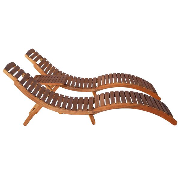 vidaXL Chaise longue avec table à thé 3 pcs Bois d'acacia massif