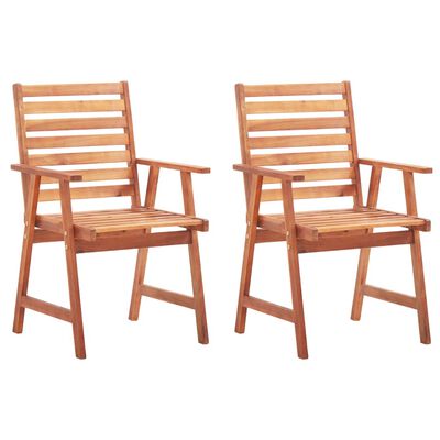 vidaXL Chaises à manger d'extérieur lot de 2 et coussins Acacia massif