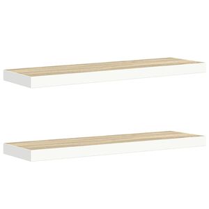 vidaXL &Eacute;tag&egrave;res flottantes 2 pcs Ch&ecirc;ne et blanc 90x23,5x3,8 cm MDF
