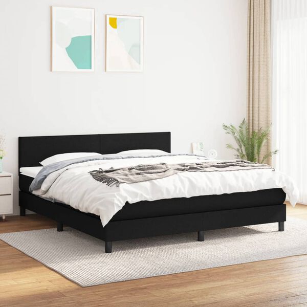 vidaXL Sommier &agrave; lattes de lit avec matelas Noir 160x200 cm Tissu