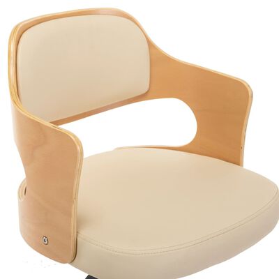 vidaXL Chaise pivotante à manger Crème Bois courbé et Similicuir