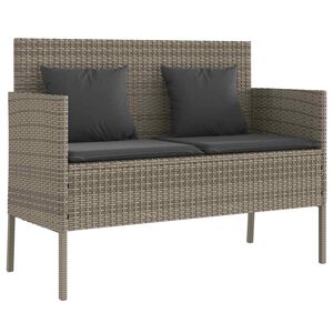 vidaXL Banc de jardin avec coussins gris r&eacute;sine tress&eacute;e