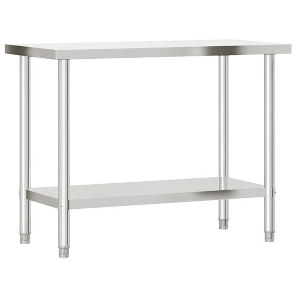 vidaXL Table de travail de cuisine avec &eacute;tag&egrave;re 110x55x120 cm inox