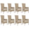 vidaXL Ensemble &agrave; manger de jardin et coussins 9 pcs beige Poly rotin