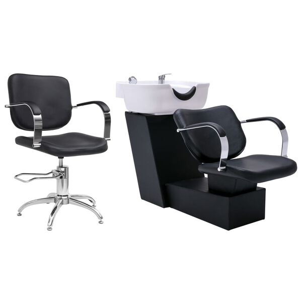 vidaXL Unit&eacute; de rin&ccedil;age de shampoing avec chaise de salon Similicuir