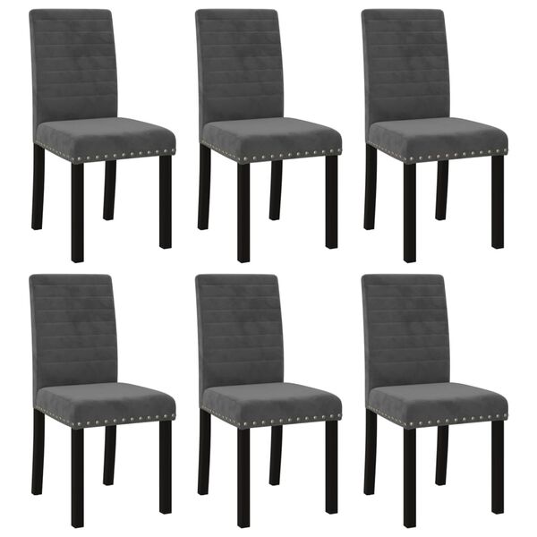 vidaXL Chaises &agrave; manger lot de 6 gris fonc&eacute; velours
